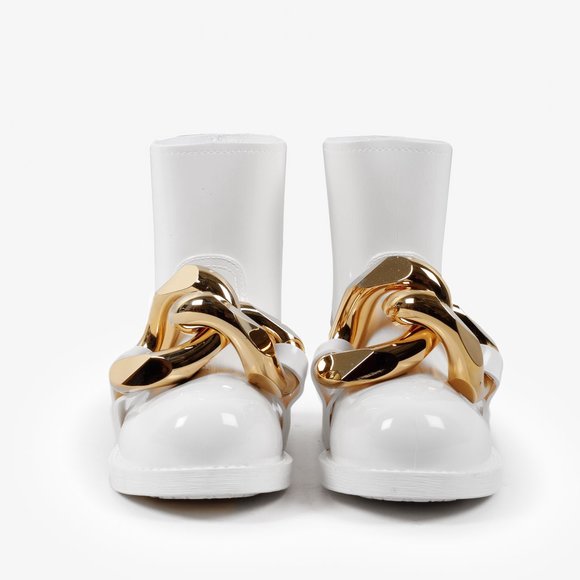 JW Anderson White Rubber Chain Embellished Ankle Boots - Picture 2 of 10